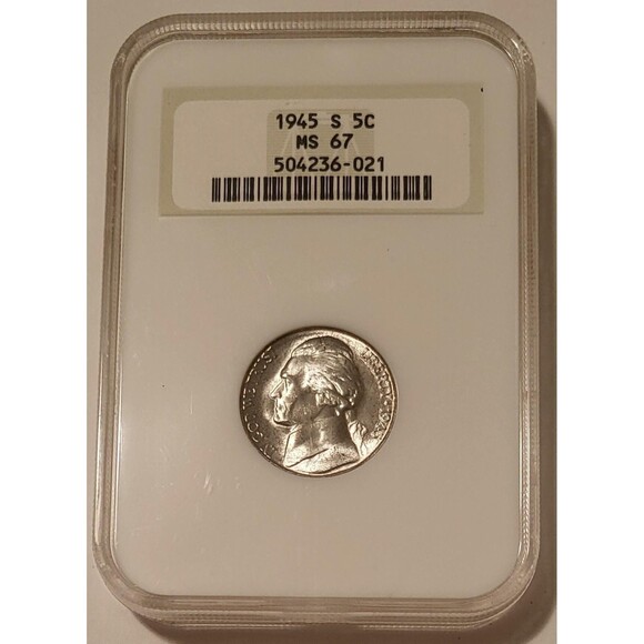 1945 S Jefferson Silver Nickel MS67 NGC Light Toning OH - Picture 1 of 4